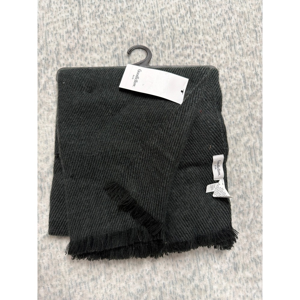 Goodfellow & Co Mens Black Ribbed Knit Scarf with Fringe TGT17-MH-1021 NWT